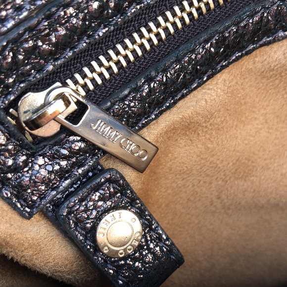 JIMMY CHOO RACHEL GLITTERING LEATHER SHOULDER BAG - Picture 12 of 16